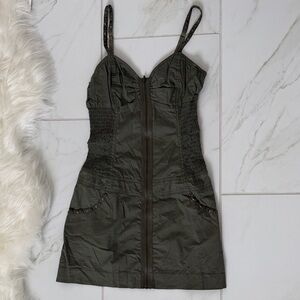 GUESS Olive Green Spaghetti Strap Mini Dress